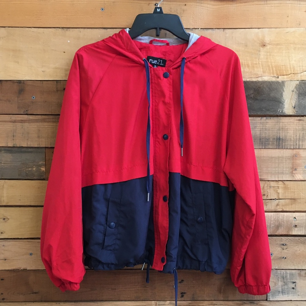 Red and navy Rue21 windbreaker